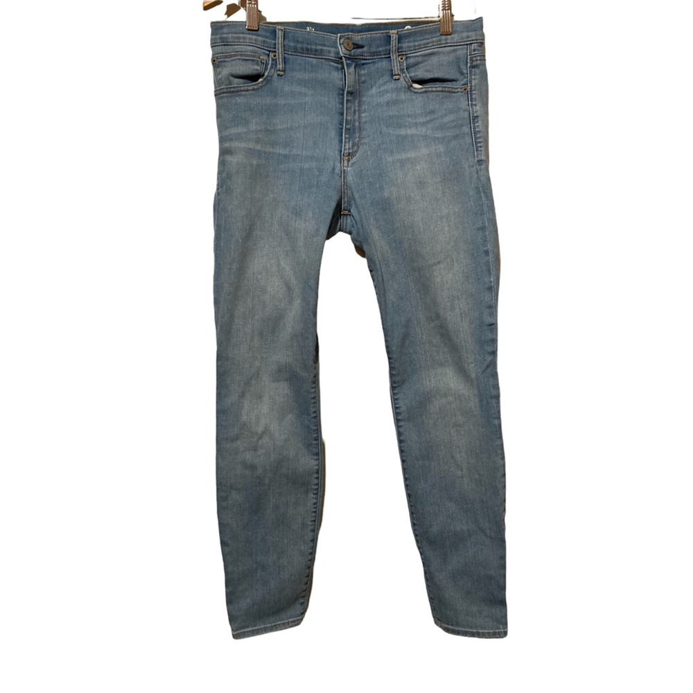 Gap Womens Skinny Blue Stretch Light Stone Wash Denim Mid Rise 31 Short